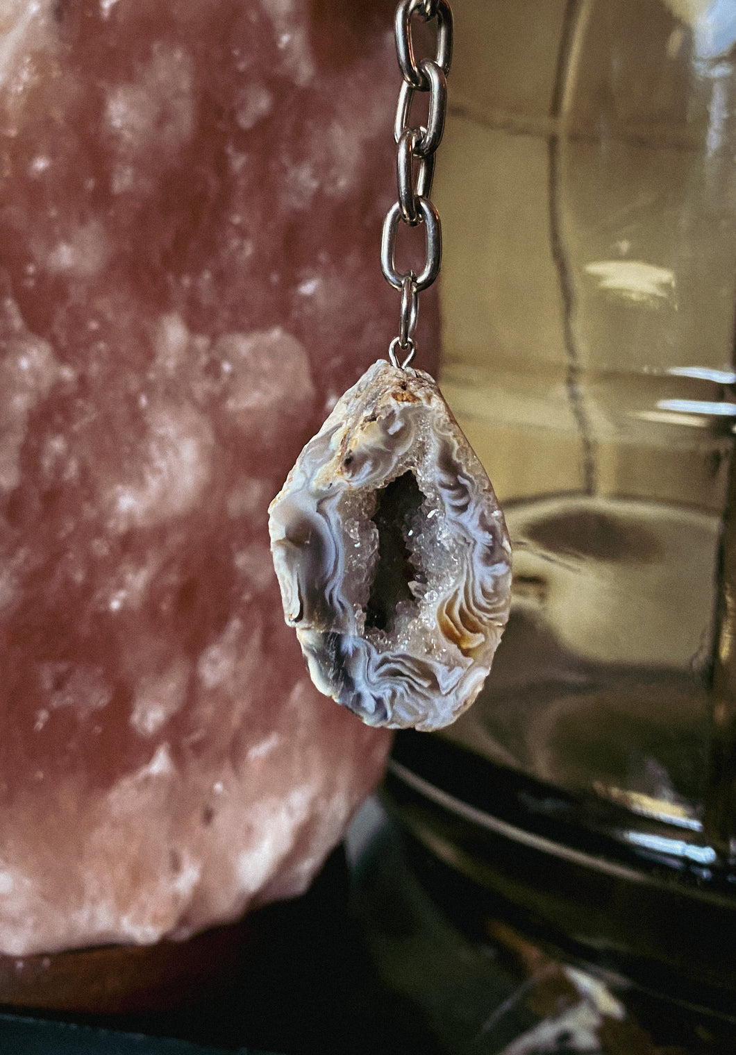 Druzy Agaat sleutelhanger